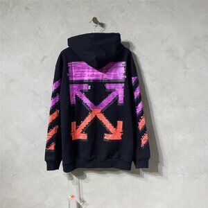 Off-White Purple Print Black Hooded Sweatshirt